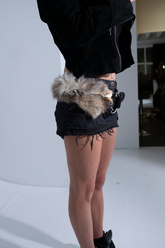 THESS LEATHER BELT W FUR