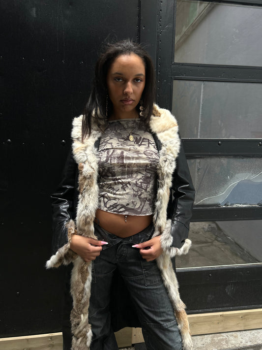 LEATHER COAT WITH FUR