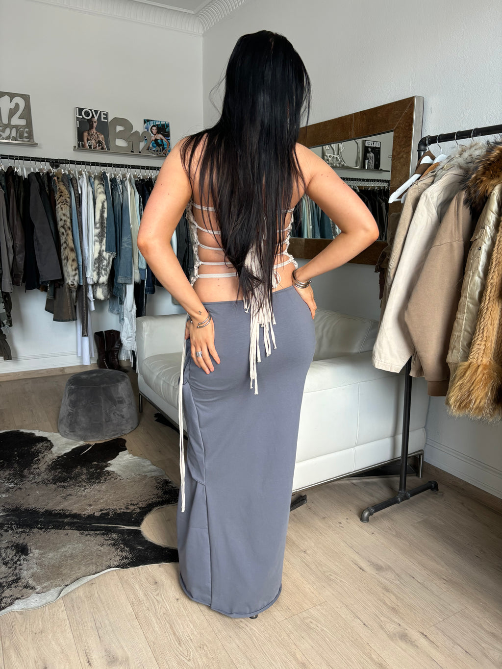 THESS MAXI SKIRT IN GREY