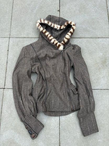 ZIPPED JACKET W FUR