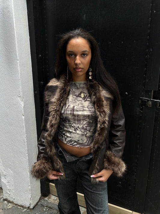 LEATHER JACKET W FUR