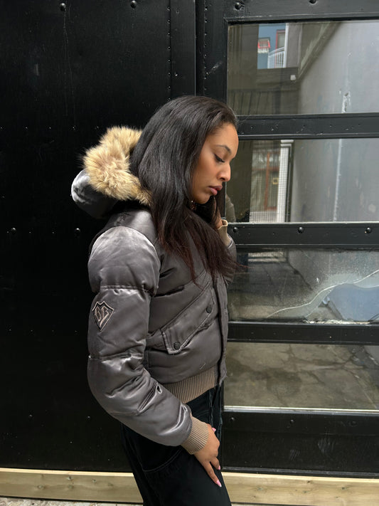 SILVER PUFFER W FUR
