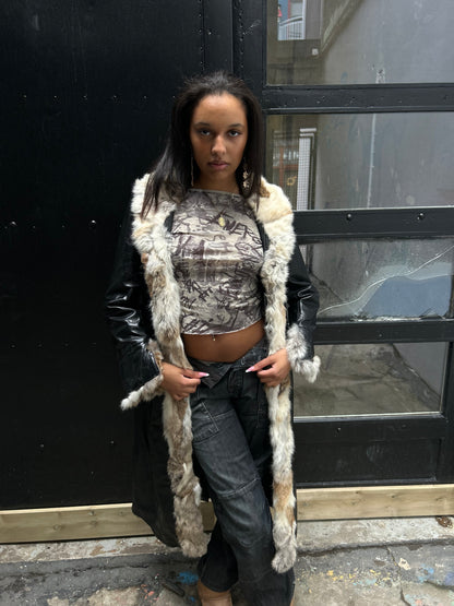 LEATHER COAT WITH FUR
