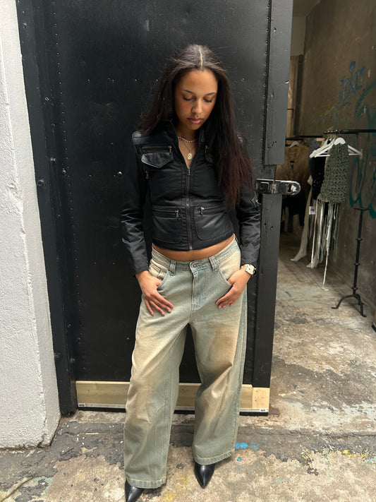 JACKET W LEATHER DETAILS